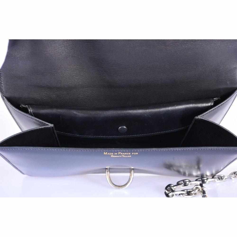 Hermès Vintage Black Box Calf Bonwit Teller Bag Sterling Silver Chaine d'Ancre