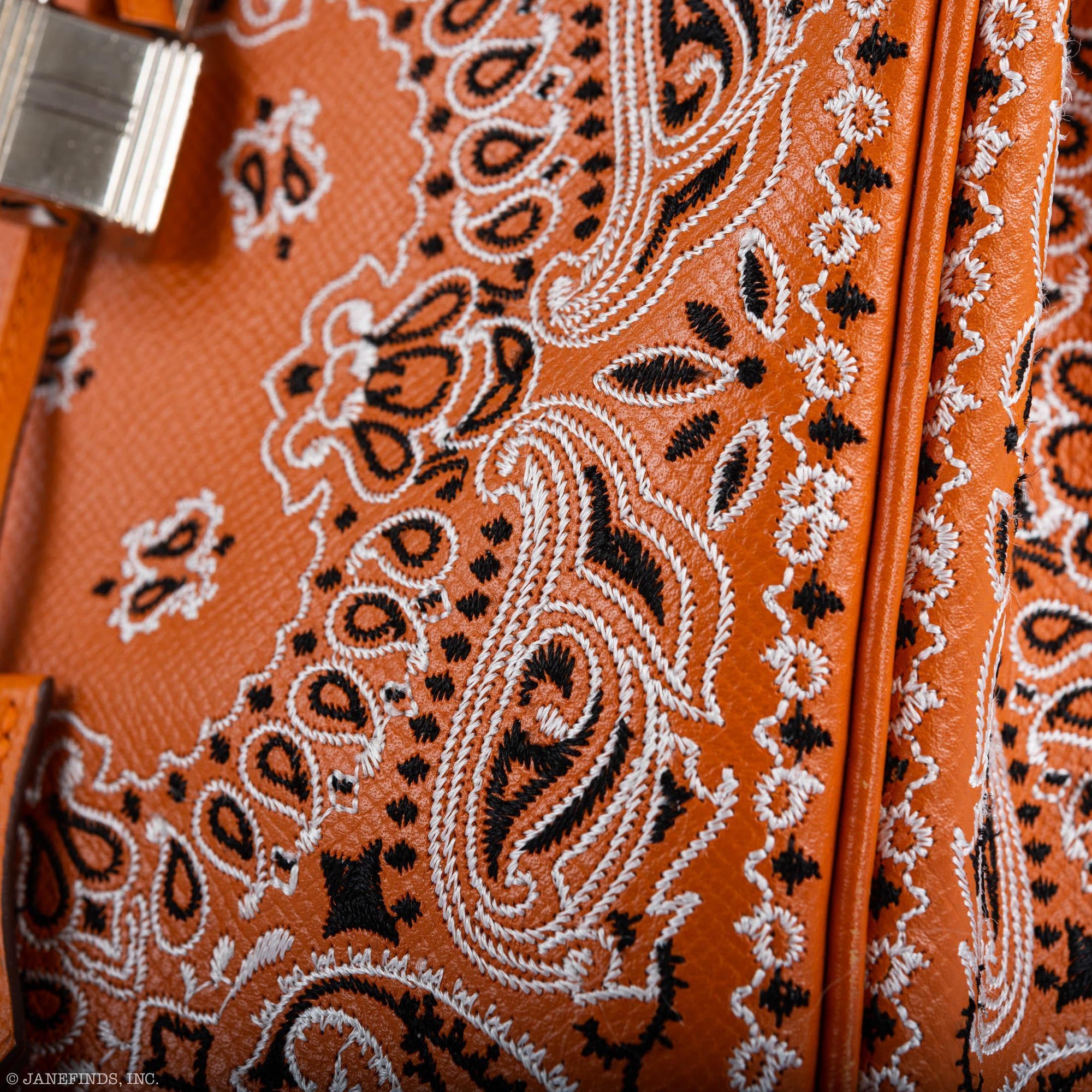Jay Ahr Vintage 2013 Hermès Birkin 30 Orange Epsom Bandana Embroidery "Rio de Janeiro"