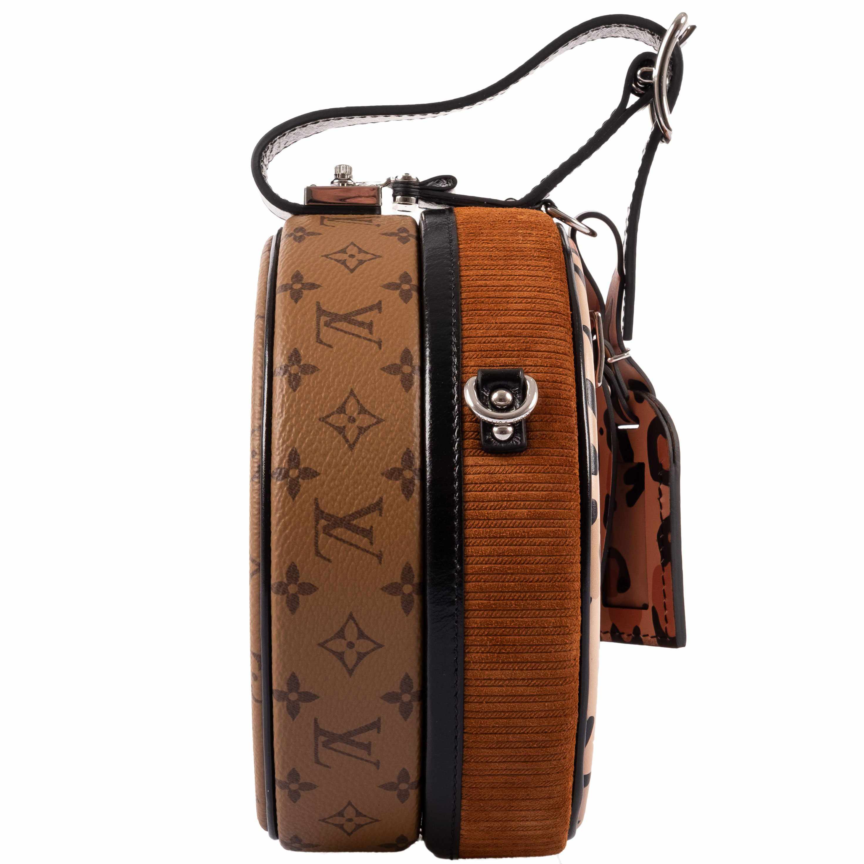 Louis Vuitton Petite Boite Chapeau Reverse Monogram Leopard Silver Hardware