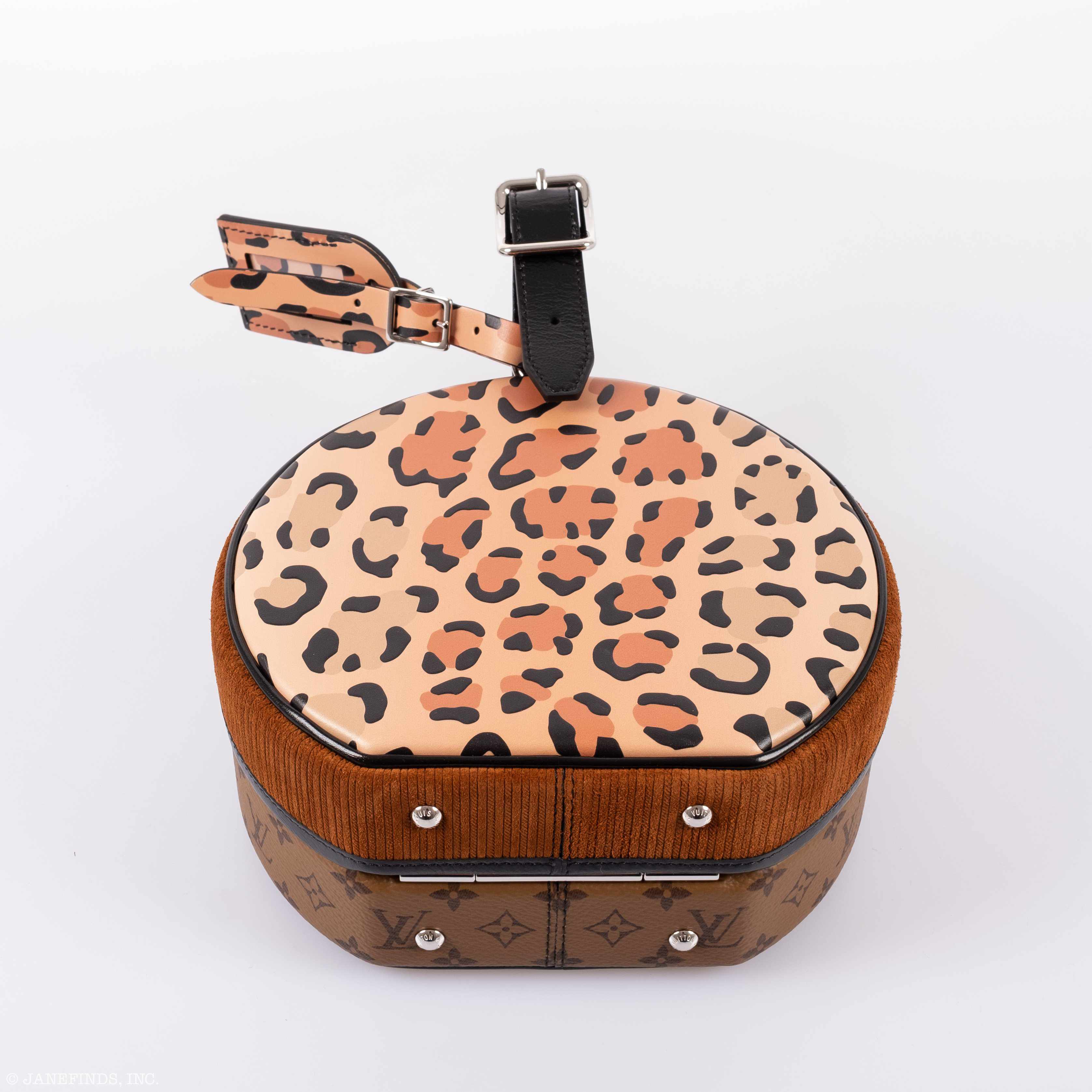 Louis Vuitton Petite Boite Chapeau Reverse Monogram Leopard Silver