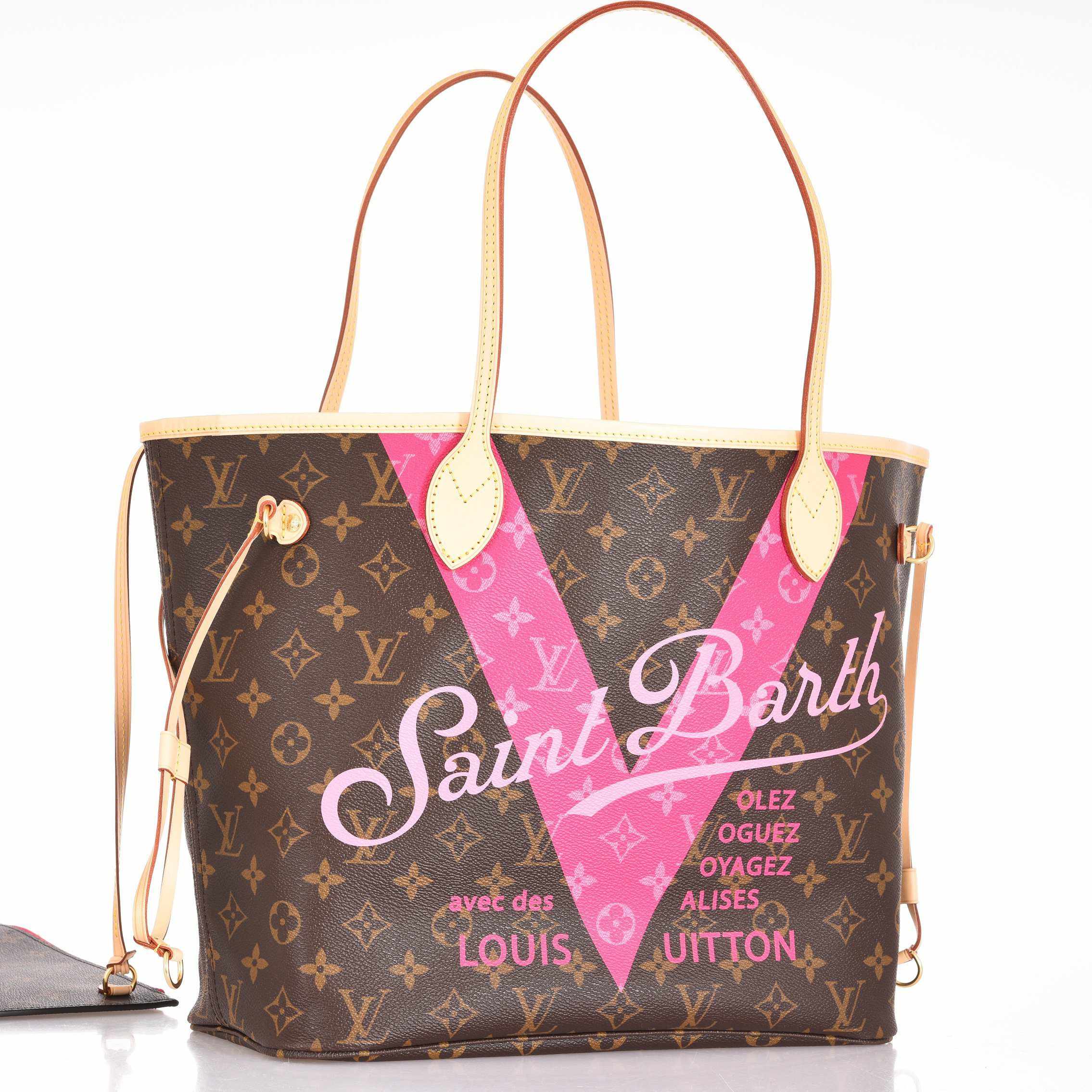 Louis Vuitton Saint Barth Neverfull Rose Ballerine Tote Stunning Limited