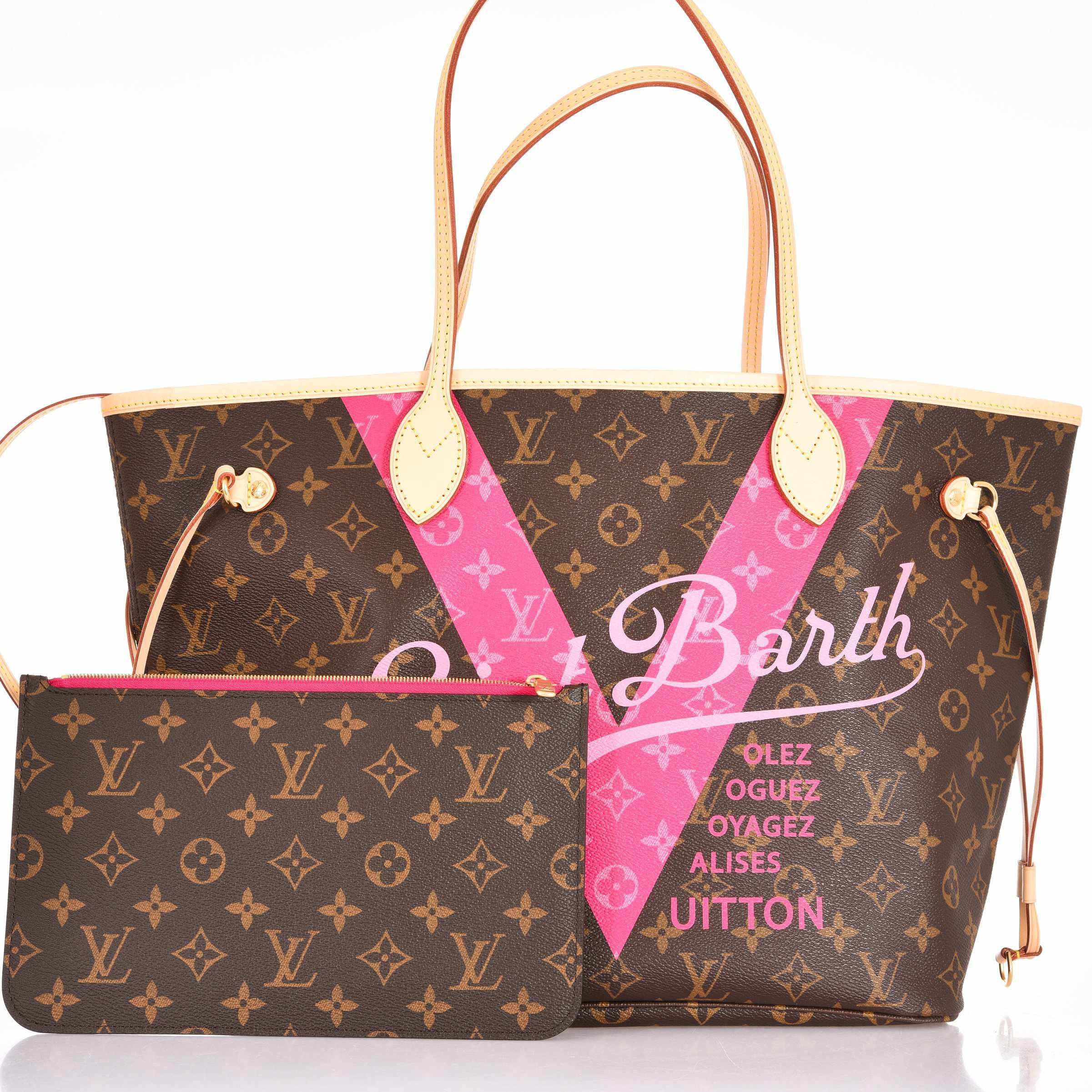 Louis Vuitton Saint Barth Neverfull Rose Ballerine Tote Stunning Limited