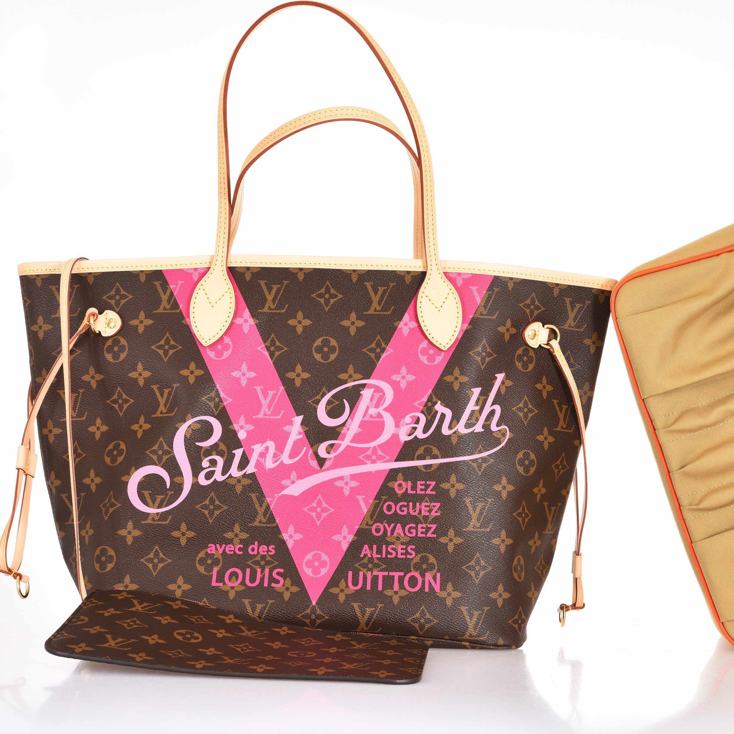 Louis Vuitton Saint Barth Neverfull Rose Ballerine Tote Stunning Limited