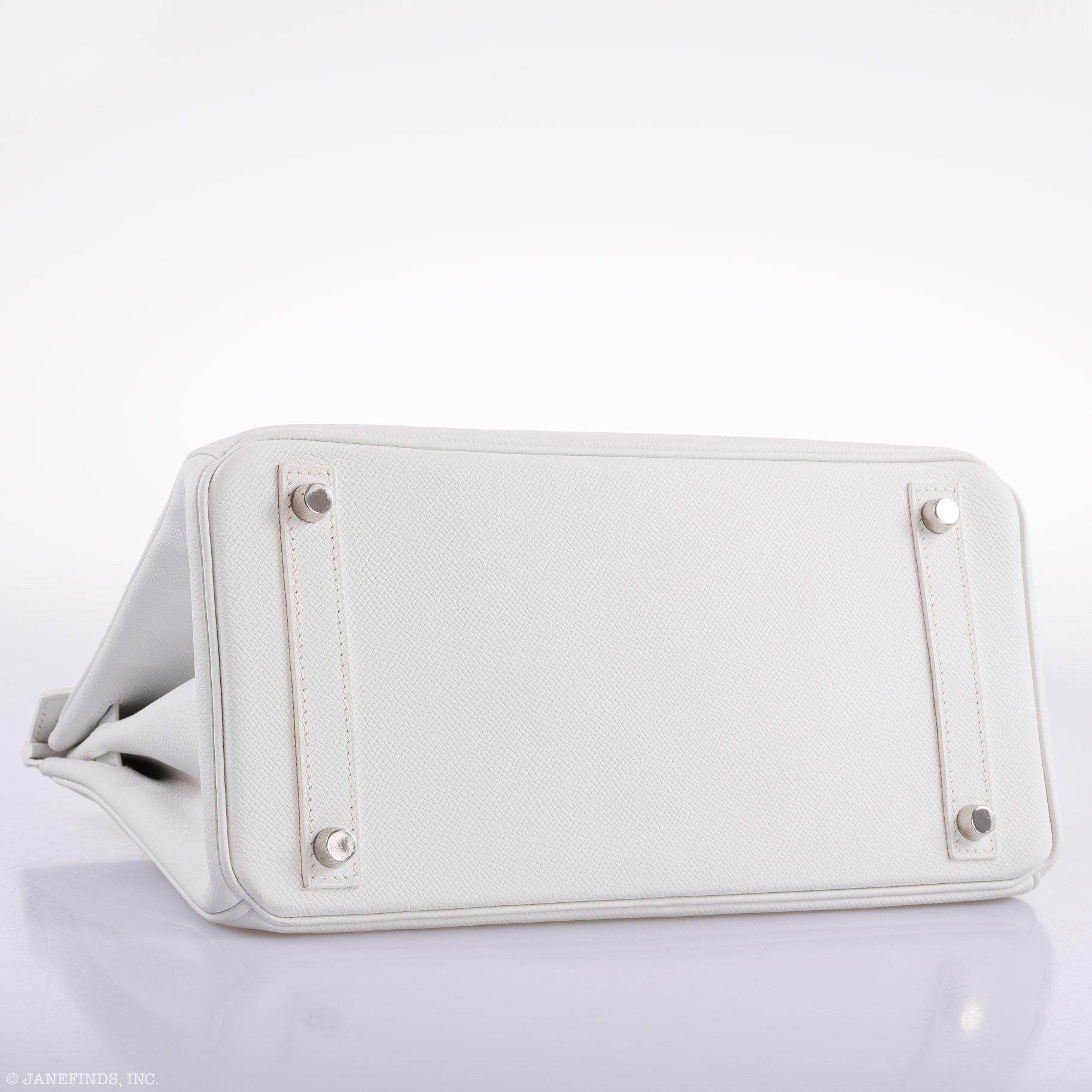 Vintage Hermès Birkin 30 White Epsom with Custom Feather Panel & Palladium Hardware - 2010, N Square