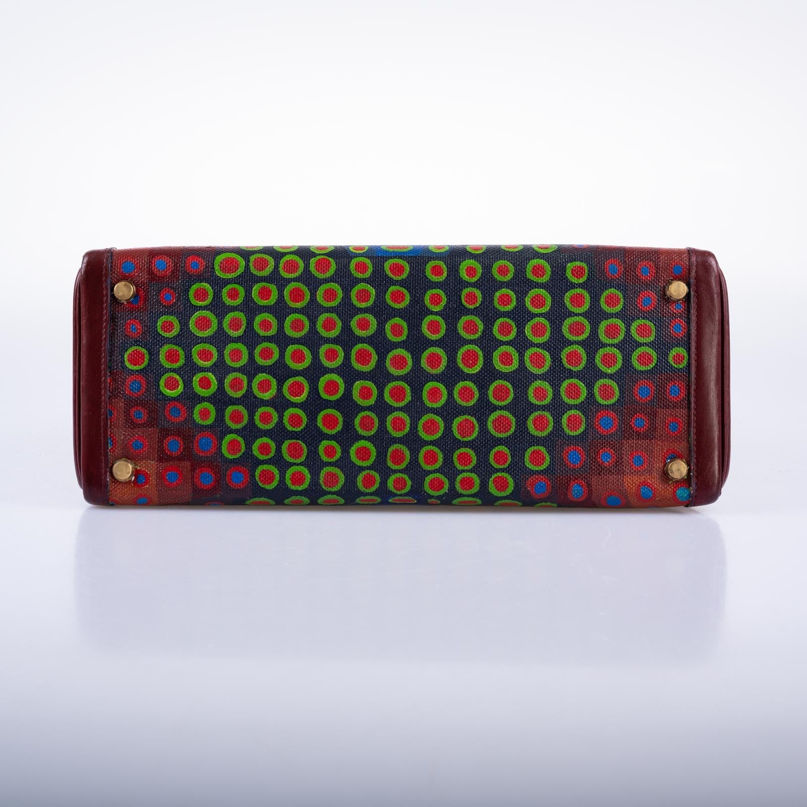 Vintage Hermès Custom Painted ‘Cyber Croc’ Kelly 32 Rouge H Box with Gold Hardware