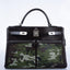 Vintage Hermès Kelly Lakis 35 Chocolate Box & Toile Camouflage Painting Palladium Hardware