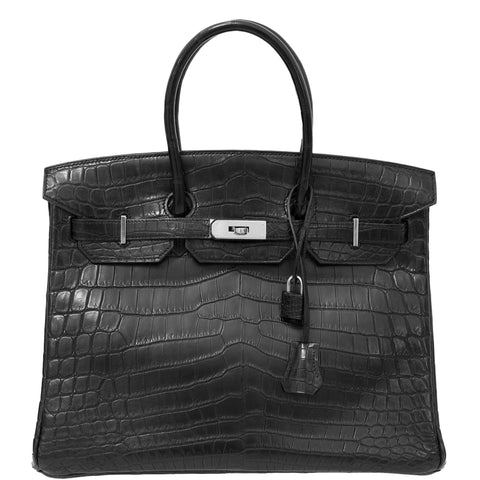 Hermès Birkin 35 Black Matte Niloticus Crocodile Palladium Hardware
