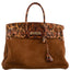 Vintage Hermès Birkin 35 Fauve Grizzly Suede & Painted Leopard Capucine Evercolor Interior Permabrass - 2014 JaneFinds Custom Shop